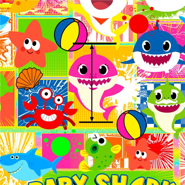 Baby Shark Litchi Printed Faux Leather Sheet Litchi has a pebble like feel with bright colors