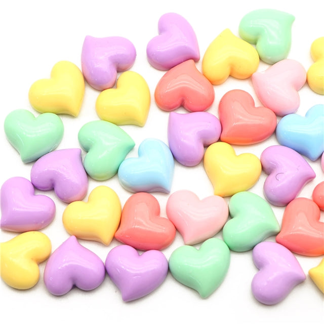 3-D Hearts Random Colors Acrylic Resin 5 piece set FeeFiFauxLeather