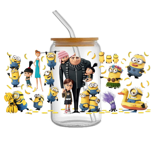 Minions UV DTF Glass Can Wrap