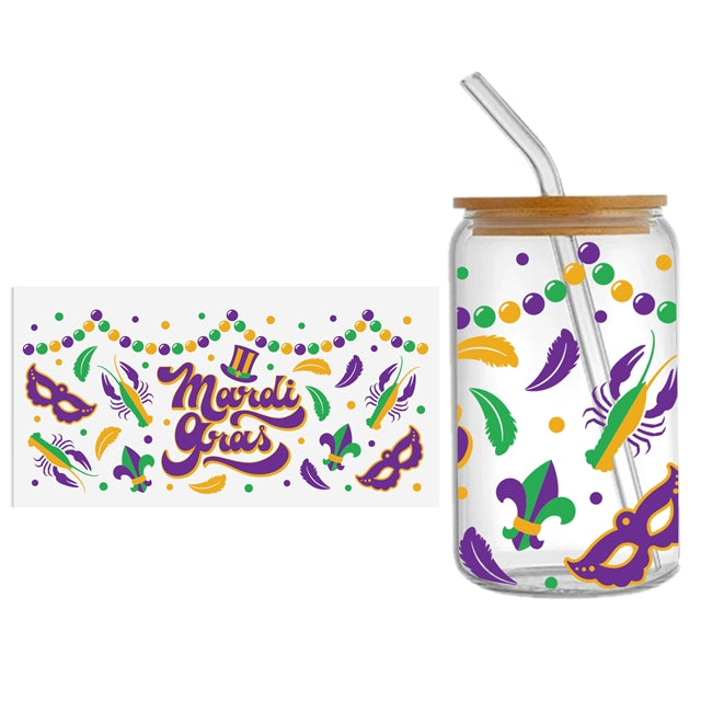 Mardi Gras Crawfish UV DTF Cup Wrap – Easy Cup Wrap for Tumblers & Projects FeeFiFauxLeather