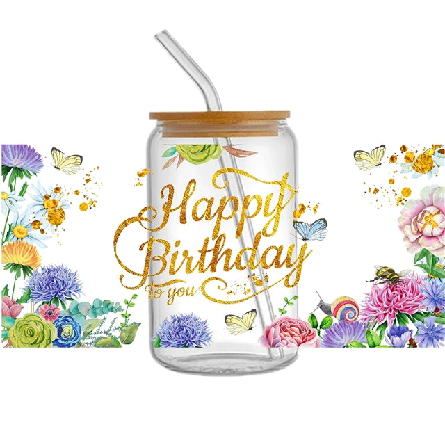 Happy Birthday UV DTF Cup Wrap – Easy Cup Wrap for Tumblers & Projects FeeFiFauxLeather