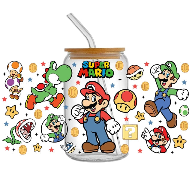 Super Mario UV DTF Glass Can Wrap FeeFiFauxLeather