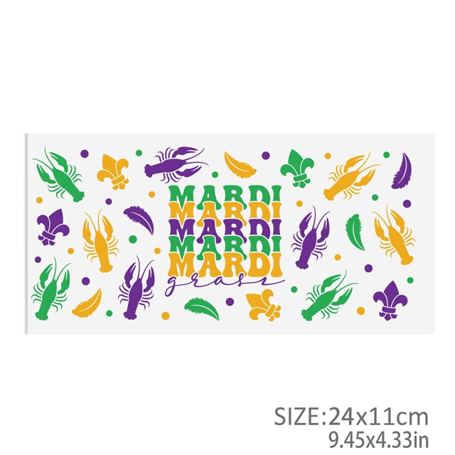 Mardi Gras Crawfish UV DTF Cup Wrap – Easy Cup Wrap for Tumblers & Projects FeeFiFauxLeather