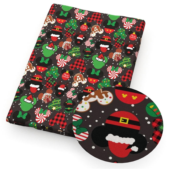 Christmas Mouse Faux Leather Sheet – Cartoon Character Smooth Material for DIY Accessories FeeFiFauxLeather