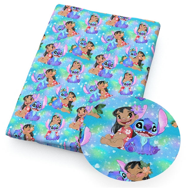 Blue Alien Printed Fabric FeeFiFauxLeather