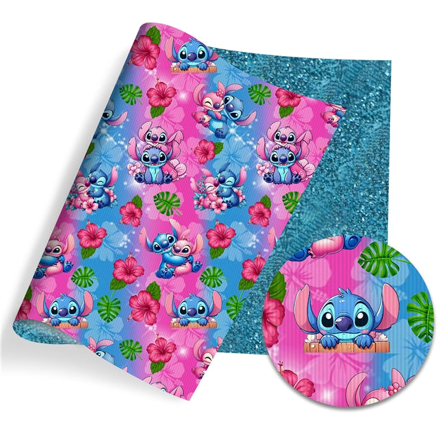 Blue Alien Glitter Double Sided Faux Leather Sheet FeeFiFauxLeather