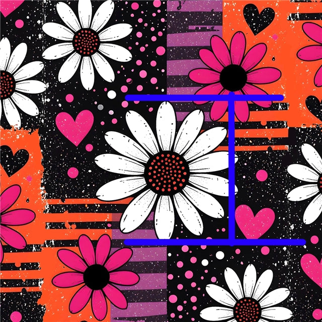 Daisies and Hearts Printed Faux Leather Sheet FeeFiFauxLeather