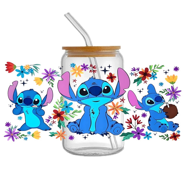 Blue Alien UV DTF Glass Can Wrap FeeFiFauxLeather