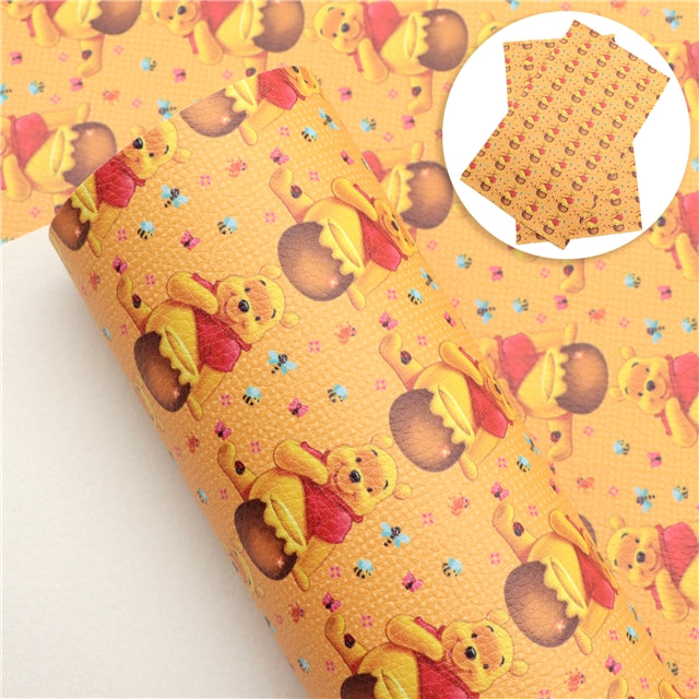 Winnie the Pooh Litchi Printed Faux Leather Sheet