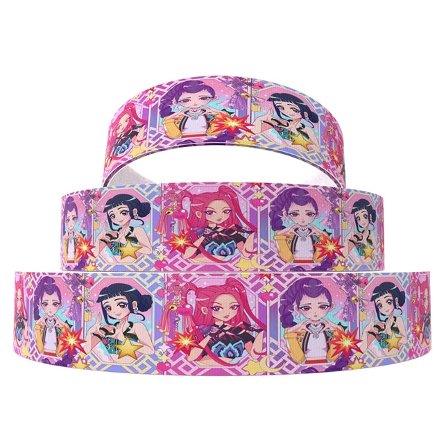 K-Pop 1 Yard 3 Inch Wide Printed Grosgrain Ribbon FeeFiFauxLeather