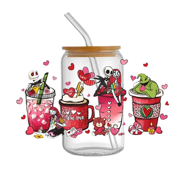 Nightmare Before Christmas Valentine UV DTF Cup Wrap – Easy Cup Wrap for Tumblers & Projects FeeFiFauxLeather