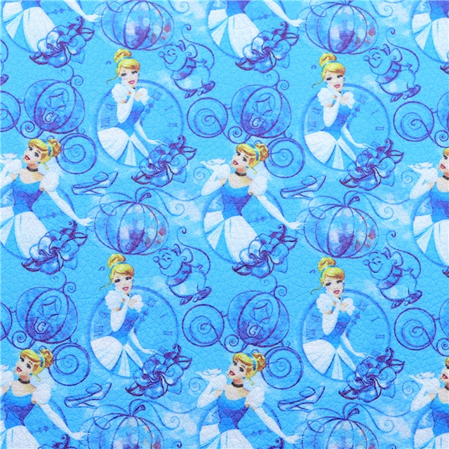 Princess Cinderella Smooth Printed Faux Leather Sheet FeeFiFauxLeather