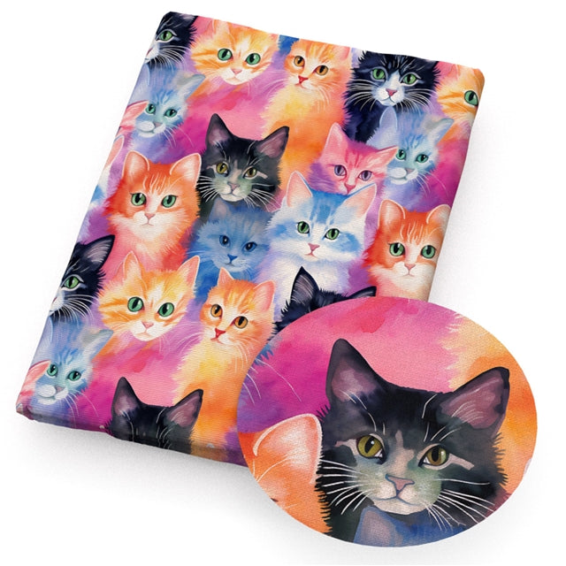 Cats Printed Faux Leather Sheet