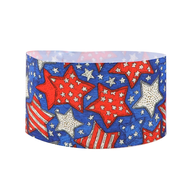 Red White and Blue 4th of July 1 Yard 1 1/2 Inch Wide Printed Grosgrain Ribbon FeeFiFauxLeather