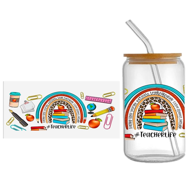 Teacher UV DTF Glass Can Wrap