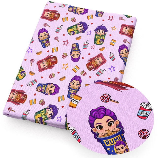 K-Pop Huntrix Faux Leather Sheet – Cartoon Character Material for DIY Accessories FeeFiFauxLeather