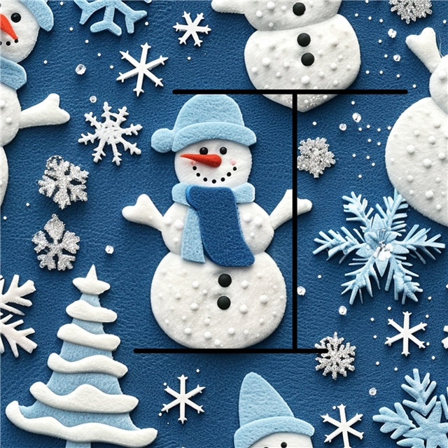 Snowman Christmas Printed Faux Leather Sheet