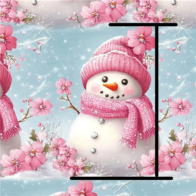 Christmas Pink Snowman Textured Liverpool/ Bullet Fabric