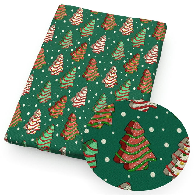 Christmas Tree Snacks Bullet Printed Fabric FeeFiFauxLeather