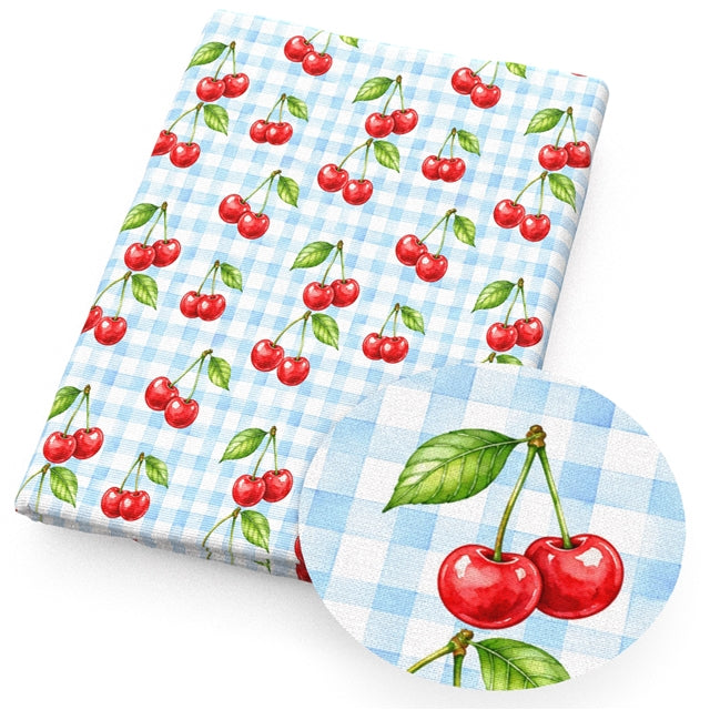 Cherry Plaid Fabric – Textured Liverpool Fabric for Bows & Crafts FeeFiFauxLeather