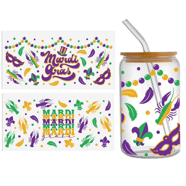 Mardi Gras Crawfish UV DTF Cup Wrap – Easy Cup Wrap for Tumblers & Projects FeeFiFauxLeather