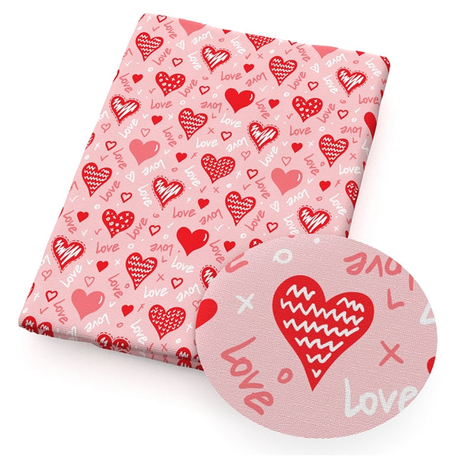 Hearts Valentines Litchi Faux Leather Sheet