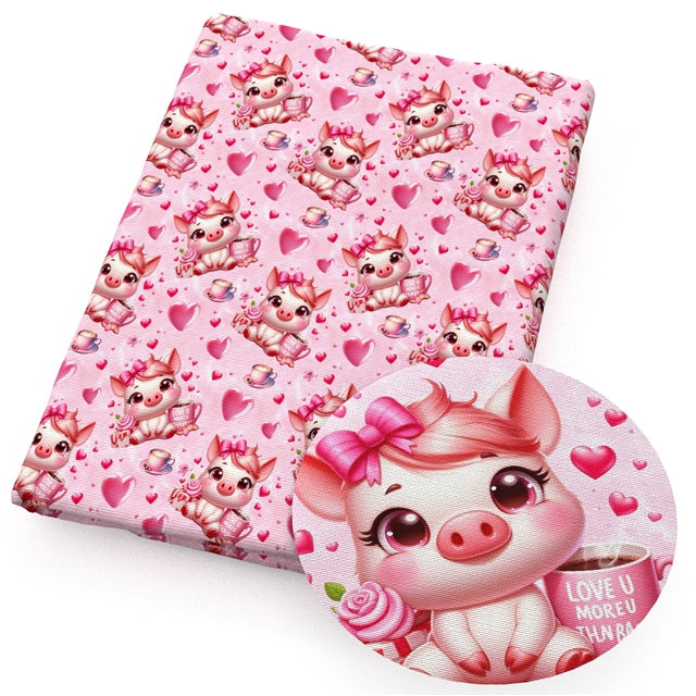 Pig Valentines Litchi Faux Leather Sheet