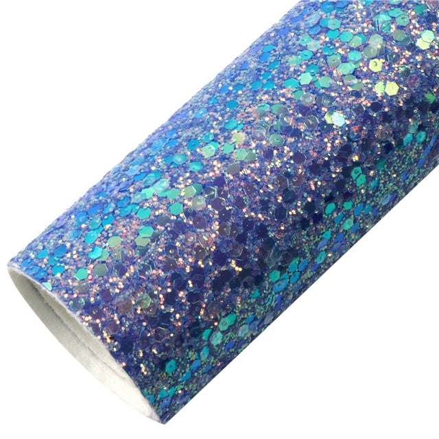 Holographic Chunky Glitter Printed Faux Leather