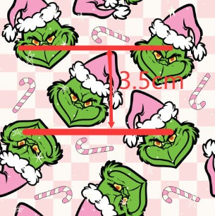 The Grinch Christmas Pink Printed Fabric