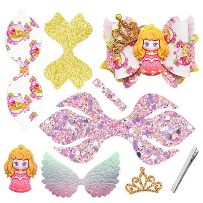Princess Sleeping Beauty Printed Faux Leather Pre-Cut Bow Includes Centerpiece