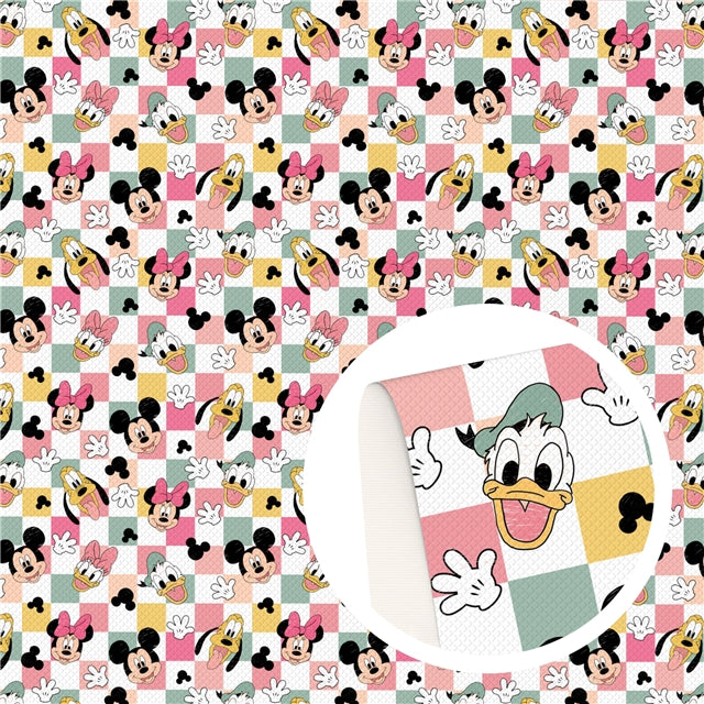 Minnie And Friends Litchi Printed Faux Leather Sheet Litchi has a pebble like feel with bright colors