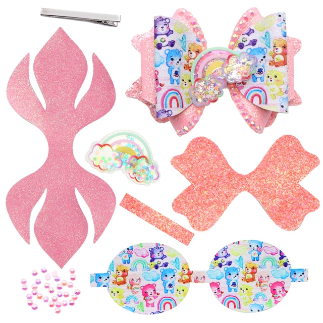 Care Bear Printed Faux Leather Pre-Cut Bow Includes Centerpiece