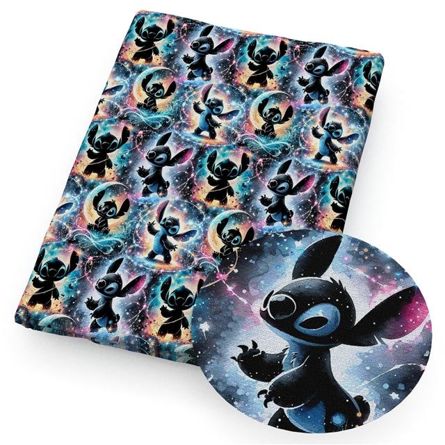 Blue Alien Smooth Printed Faux Leather Sheet