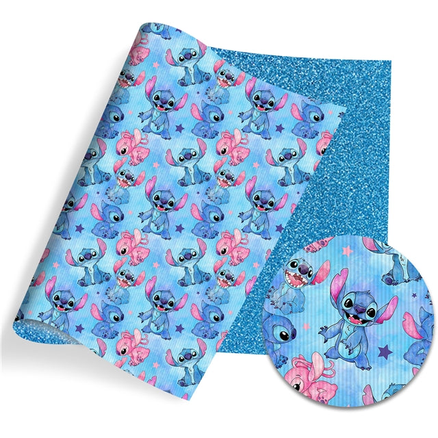 Blue Alien Glitter Double Sided Faux Leather Sheet FeeFiFauxLeather