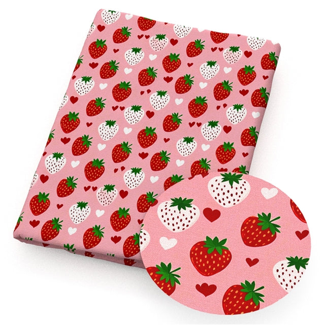 Strawberry Printed Faux Leather Sheet FeeFiFauxLeather