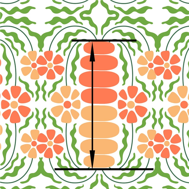 Peach and Green Floral Design Smooth Printed Faux Leather Sheet