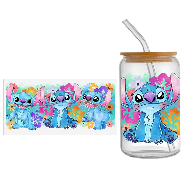 Blue Alien  UV DTF Glass Can Wrap FeeFiFauxLeather