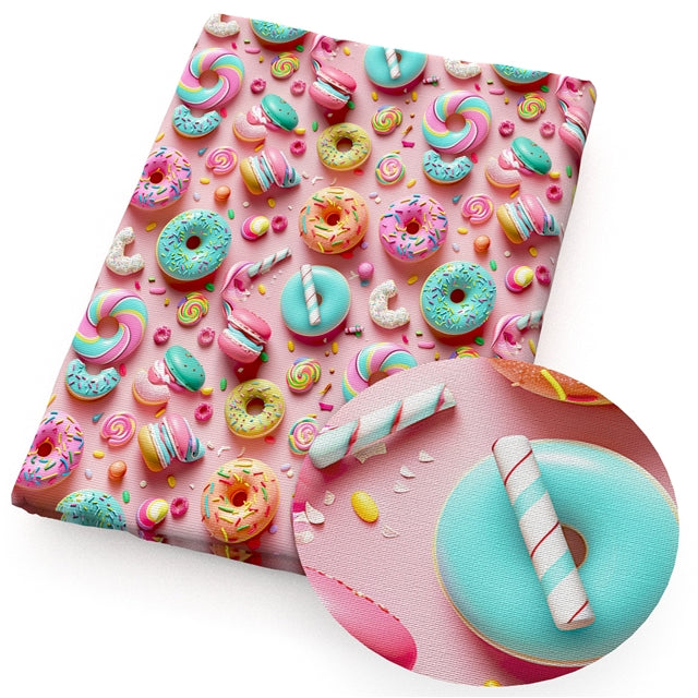 Donuts Snacks Textured Liverpool/ Bullet Fabric with a textured feel