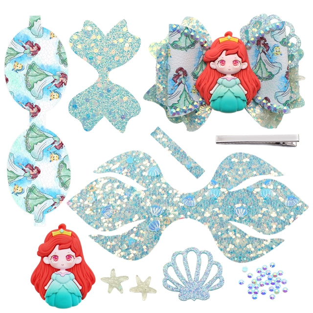 Mermaid Printed Faux Leather Pre-Cut Bow