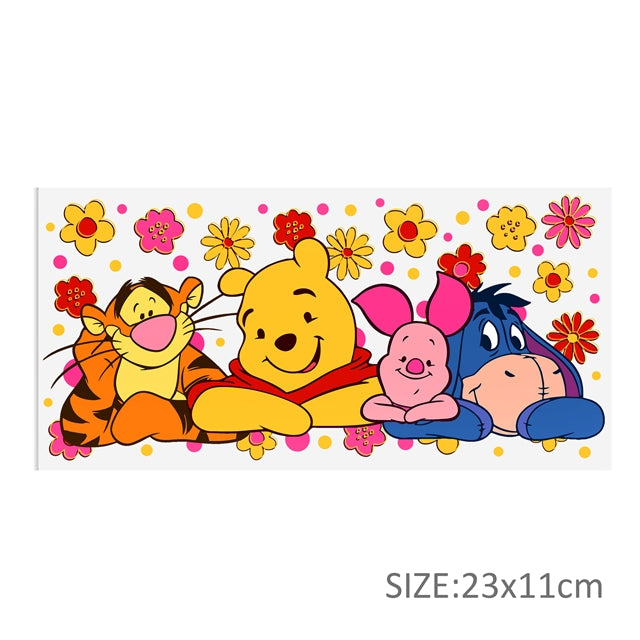 Winnie The Pooh UV DTF Glass Can Wrap for 16 oz Libbey Glass, Permanent and Ready to Apply, UV dtf Cup Wrap ready to ship, Glass Can Wrap