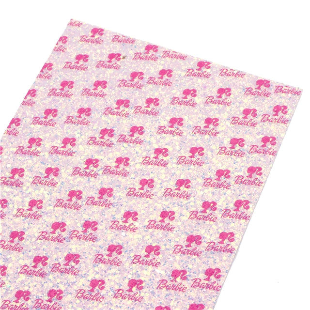 Barbie Chunky Glitter Printed Faux Leather Sheet