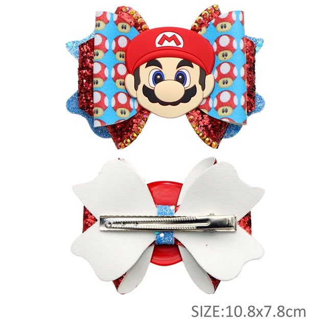 Super Mario Printed Faux Leather Pre-Cut Bow Includes Centerpiece