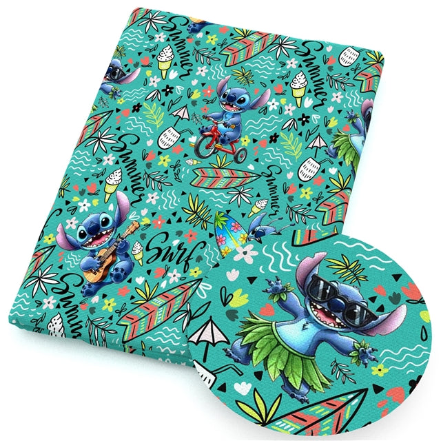 Blue Alien Printed Fabric FeeFiFauxLeather