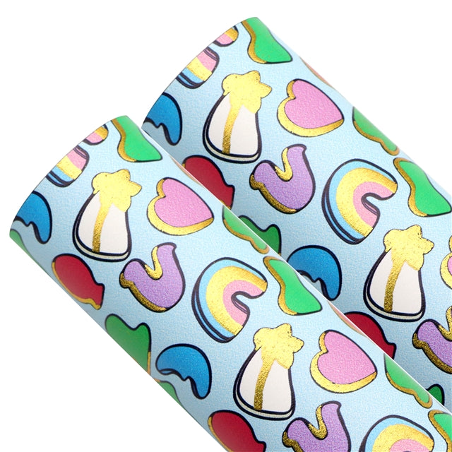Lucky Charms Gold Foil Printed Faux Leather Sheet FeeFiFauxLeather