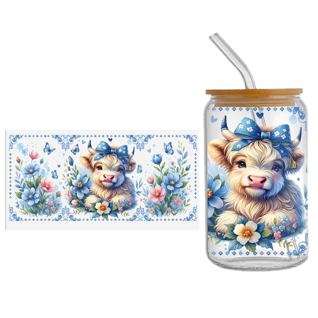 Highland Cow UV DTF Cup Wrap – Easy Cup Wrap for Tumblers & Projects FeeFiFauxLeather