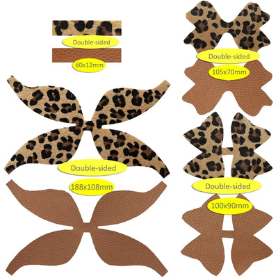 Leopard Furry Printed Faux Leather Pre-Cut Bow