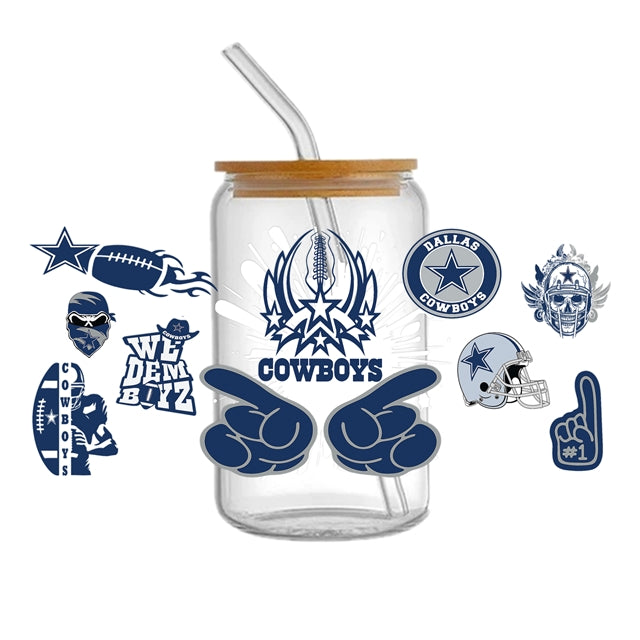 Cowboys Football UV DTF Glass Can Wrap