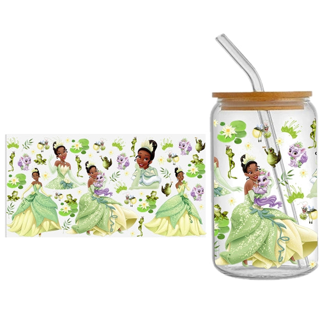 Tiana Princess and The Frog UV DTF Glass Can Wrap