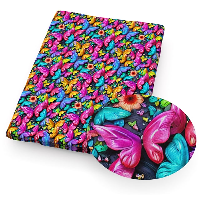 Butterflies and Flowers Textured Liverpool/ Bullet Fabric