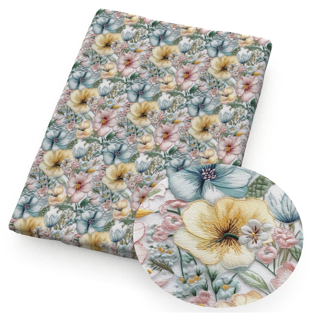 Flowers Printed Faux Leather Sheet FeeFiFauxLeather